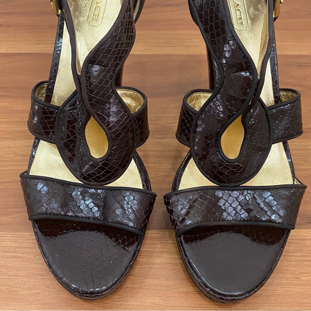 Coach “Ivanah” Python Leather Chestnut Brown High… - image 4